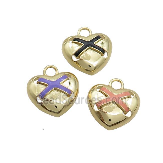 Copper Heart Pendant Enamel Gold Plated Mixed