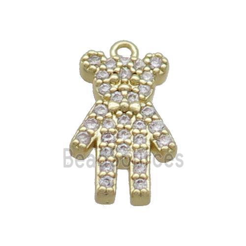 Copper Bear Pendant Pave Zircon Gold Plated