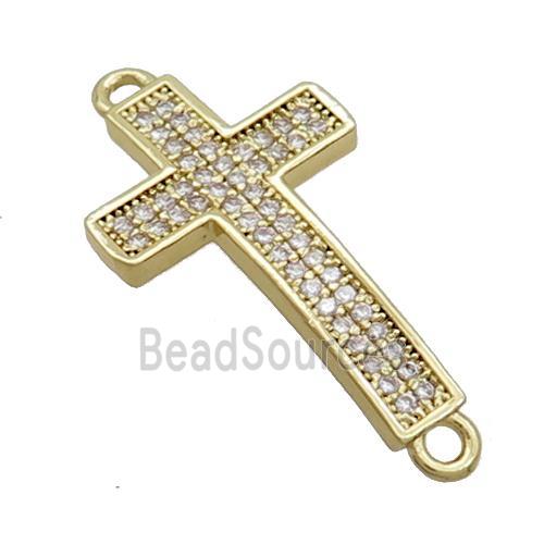 Copper Cross Connector Pave Zircon Gold Plated