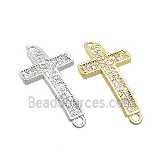 Copper Cross Connector Pave Zircon Mixed