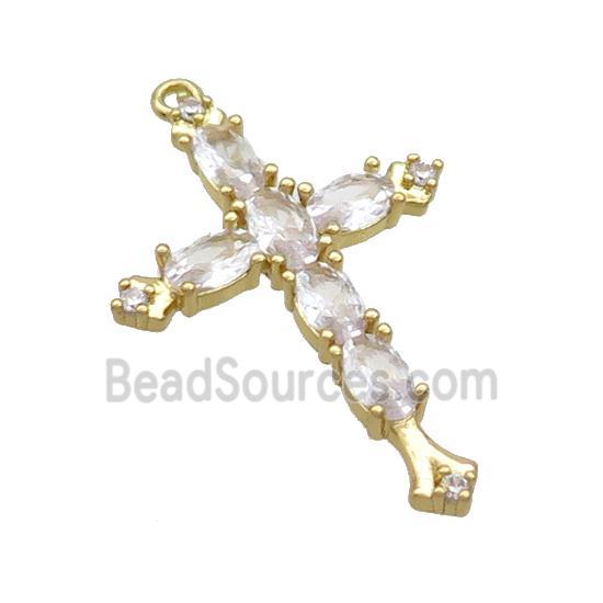 Copper Cross Pendant Pave Zircon Gold Plated