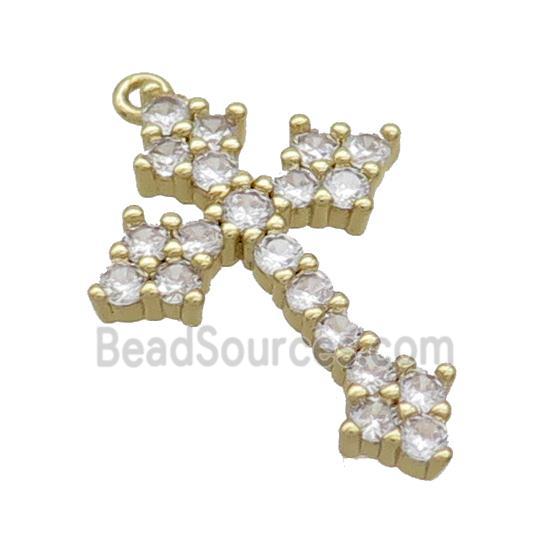 Copper Cross Pendant Pave Zircon Gold Plated