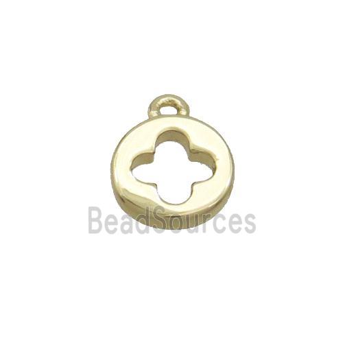 Copper Circle Pendant Cross Gold Plated