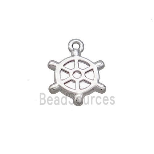 Copper Ship Helm Pendant Platinum Plated