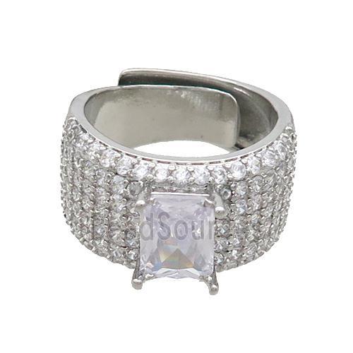 Copper Ring Pave Zircon Adjustable Platinum Plated