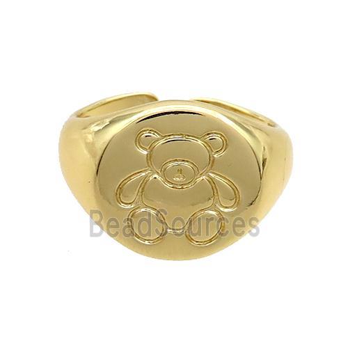 Copper Ring Bear Gold Plated