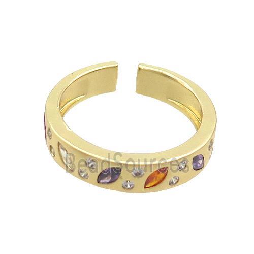 Copper Ring Pave Zircon Gold Plated