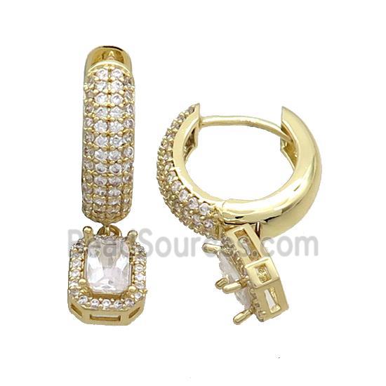 Copper Hoop Earring Pave Zircon Gold Plated