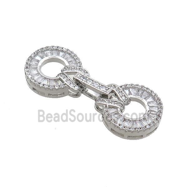 Copper Clasp Pave Zircon Platinum Plated