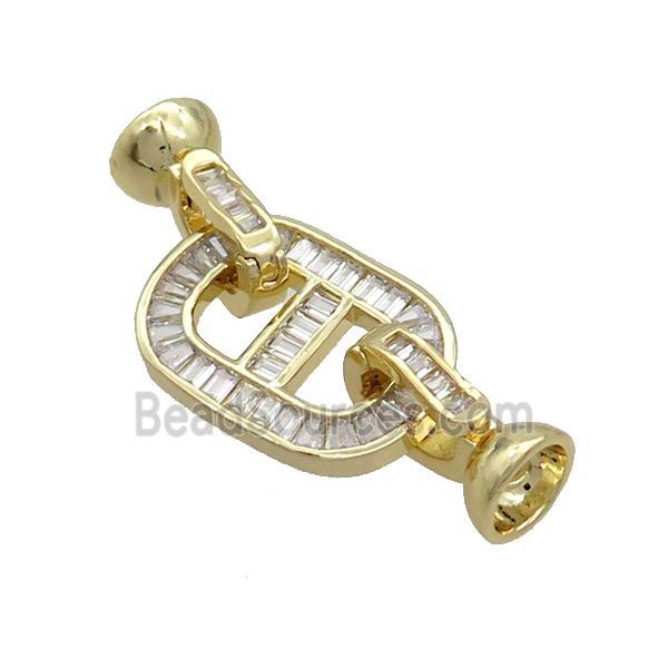 Copper Clasp Pave Zircon Gold Plated