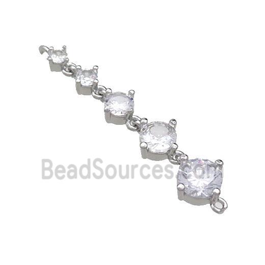 Copper Stick Connector Pave Crystal Glass Platinum Plated