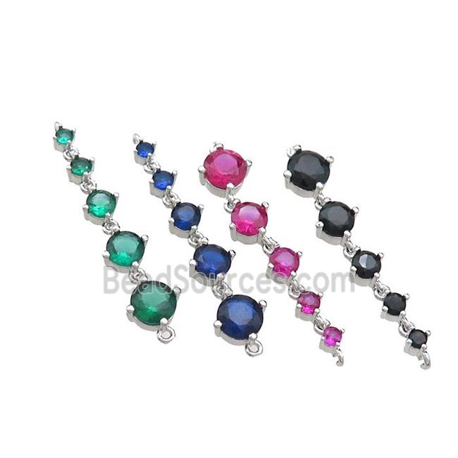 Copper Stick Connector Pave Crystal Glass Platinum Plated Mixed