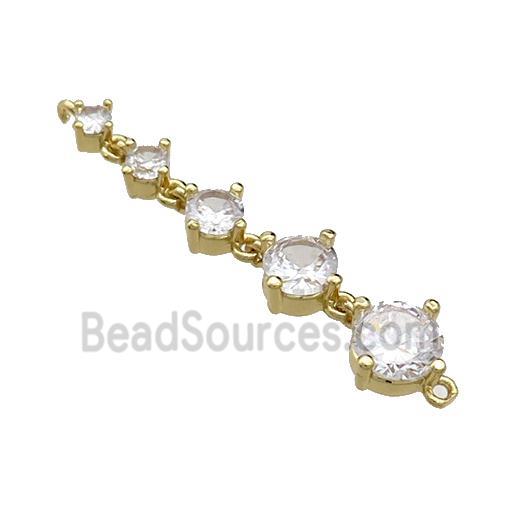 Copper Stick Connector Pave Crystal Glass Gold Plated