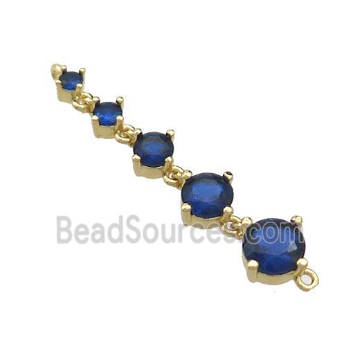 Copper Stick Connector Pave Blue Crystal Glass Gold Plated