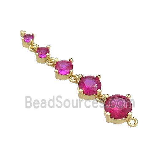 Copper Stick Connector Pave Fuchsia Crystal Glass Gold Plated