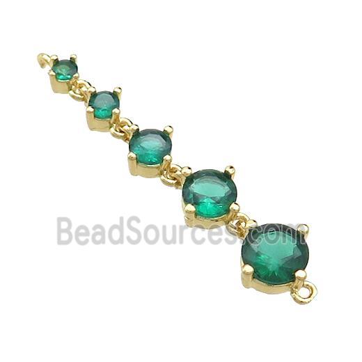 Copper Stick Connector Pave Green Crystal Glass Gold Plated