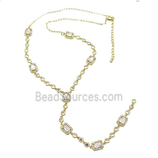 Copper Necklace Pave Zircon Gold Plated