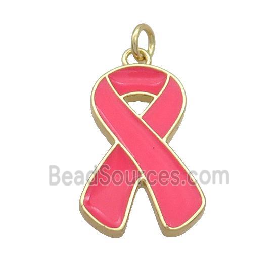 Copper Awareness Ribbon Pendant Red Enamel Gold Plated