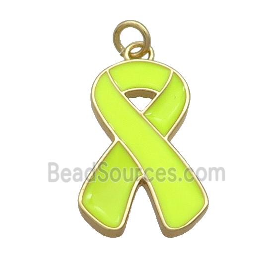 Copper Awareness Ribbon Pendant Yellow Enamel Gold Plated