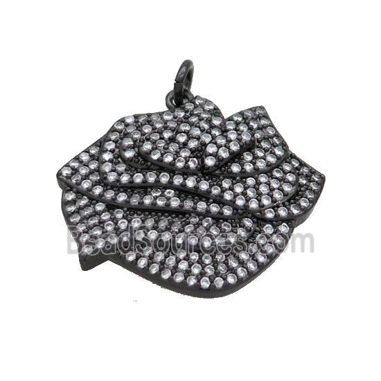 Copper Flower Pendant Pave Zircon Black Plated