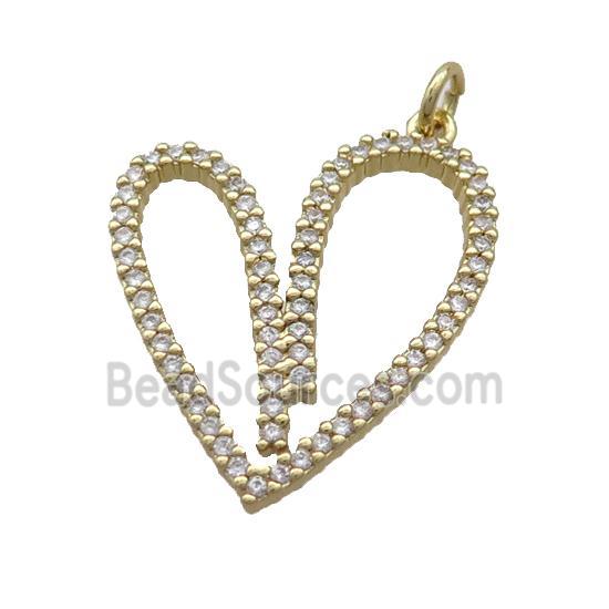 Copper Heart Pendant Pave Zircon Gold Plated