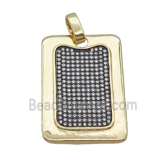 Copper Rectangle Pendant Pave Zircon Gold Plated