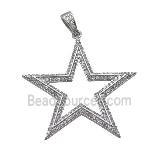 Copper Star Pendant Pave Zircon Platinum Plated