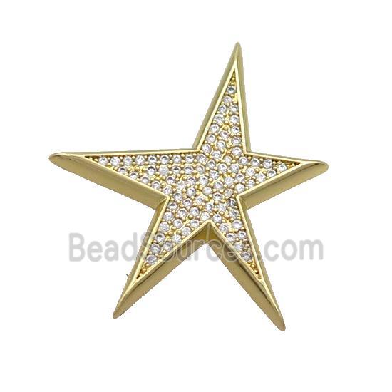 Copper Star Pendant Pave Zircon Gold Plated