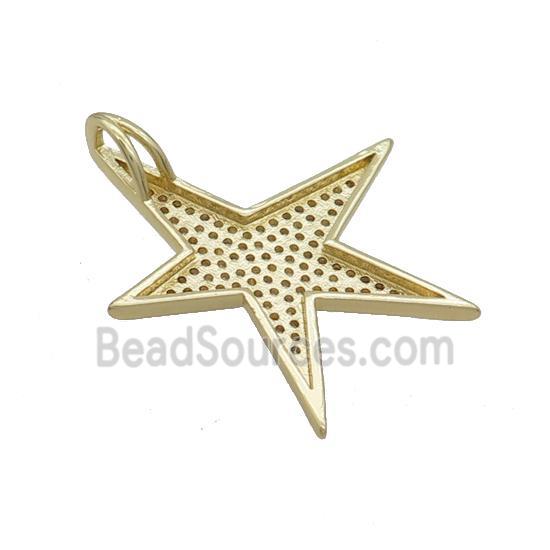 Copper Star Pendant Pave Zircon Gold Plated