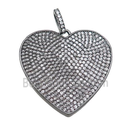 Copper Heart Pendant Pave Zircon Black Plated