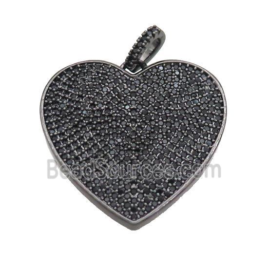 Copper Heart Pendant Pave Zircon Black Plated