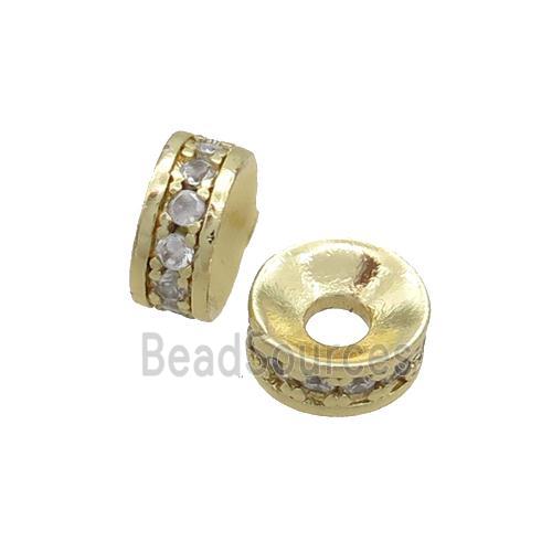 Copper Spacer Beads Pave Zircon Heishi Gold Plated