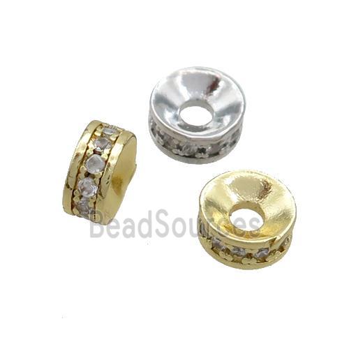 Copper Spacer Beads Pave Zircon Heishi Mixed