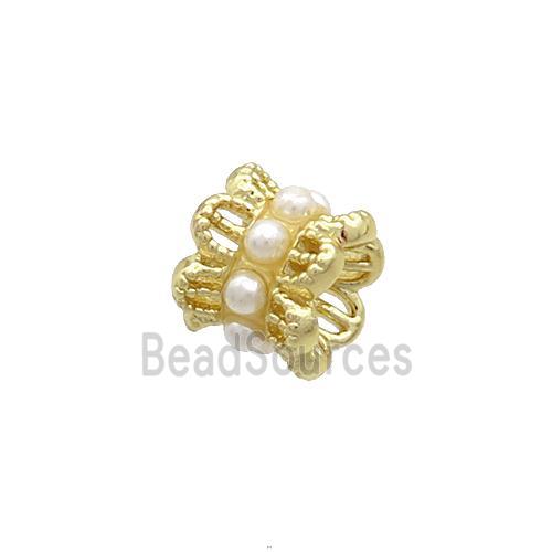 Copper Capbeads Pave Pearlized Plastic Double Gold Plated