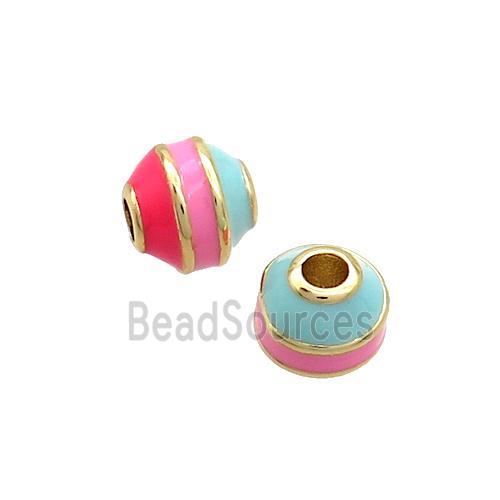 Copper Bicone Beads Enamel Multicolor Gold Plated