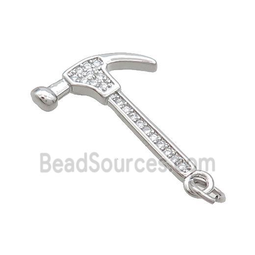 Copper Hammer Pendant Pave Zircon Tools Charms Platinum Plated