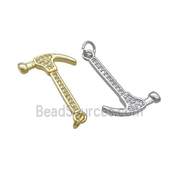 Copper Hammer Tools Pendant Pave Zircon Mixed