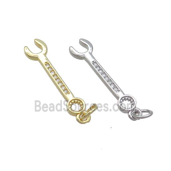 Copper Wrench Charm Pendant Pave Zircon Tools Mixed