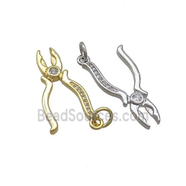 Copper Pliers Charms Pendant Pave Zircon Tools Mixed