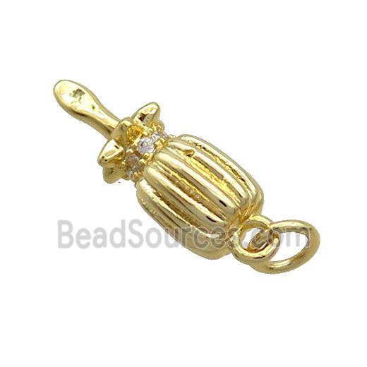 Copper Screwdriver Charms Pendant Pave Zircon Gold Plated