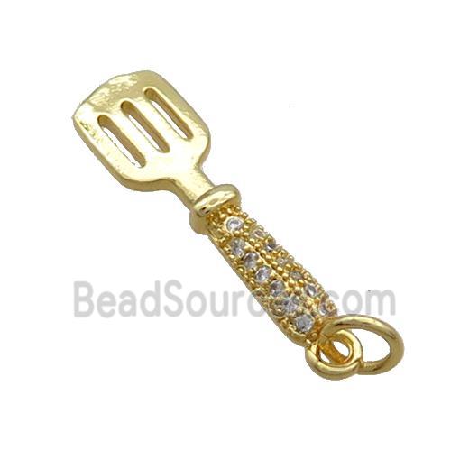 Copper Peeler Charm Pendant Pave Zircon Gold Plated