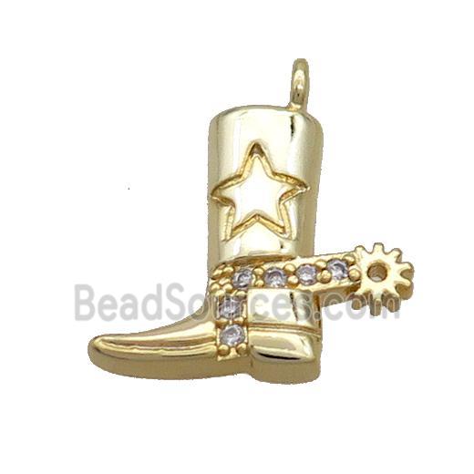 Copper Shoes Charms Pendant Pave Zircon Gold Plated