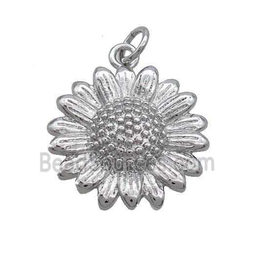 Copper Sunflower Pendant Platinum Plated