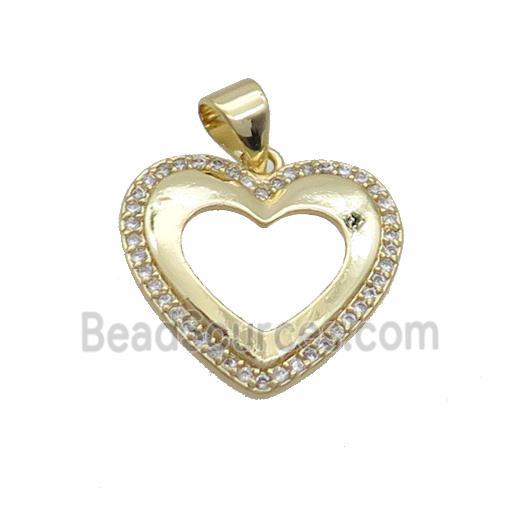 Copper Heart Pendant Pave Zircon Hollow Gold Plated