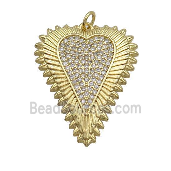 Copper Heart Pendant Pave Zircon Gold Plated