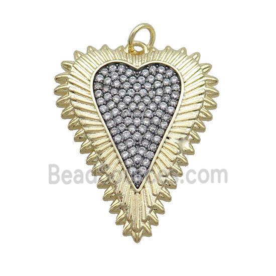 Copper Heart Pendant Pave Zircon Gold Plated