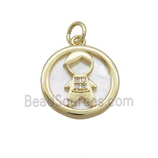 Copper Boy Charms Pendant Pave Zircon Shell Gold Plated