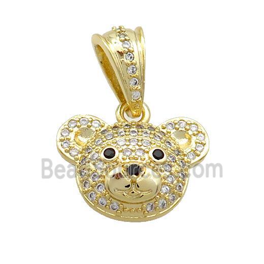 Copper Bear Pendant Pave Zircon Gold Plated