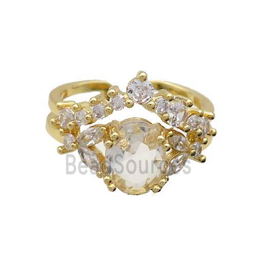 Copper Ring Pave Zircon Gold Plated