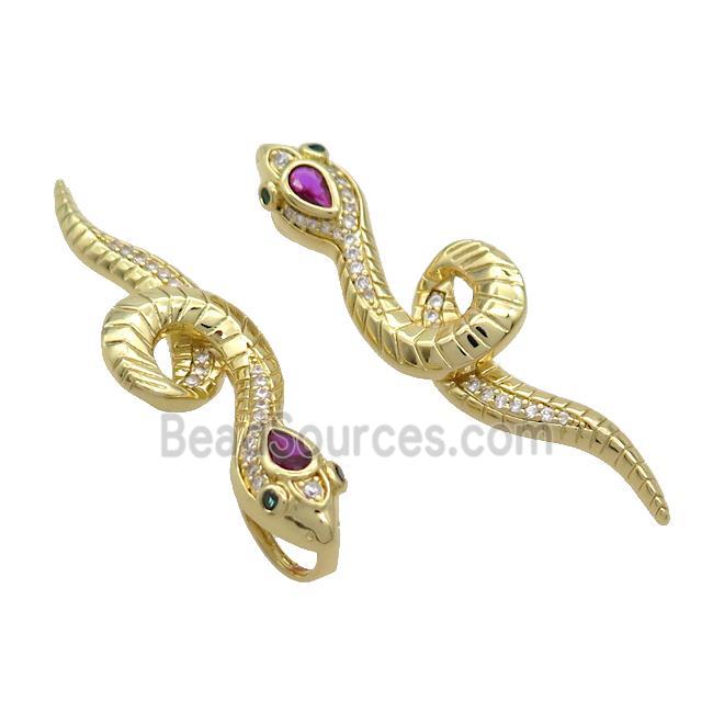 Copper Snake Pendant Pave Zircon Gold Plated